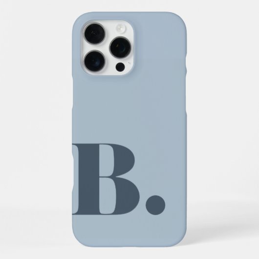 スタイリッシュなスレートブルーのミニマリストイニシャルB iPhoneケース (裏面)