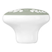 スタイリッシュなセージグリーンのモノグラム セラミックノブ (側面)