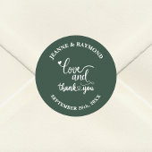 スタイリッシュなセージ緑の愛と感謝の結婚式 ラウンドシール