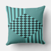 スタイリッシュなターコイズストライプのダイヤモンド チェッカー クッション (裏面)