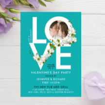 スタイリッシュなターコイズラブ バレンタインデー フォト フラワー