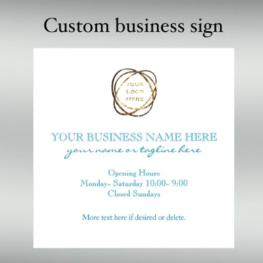 スタイリッシュなターコイズ ティール カスタム ビジネス ロゴ ウィンドウサイン