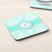 スタイリッシュなダマスク織およびモノグラムのコースター コースター (左側)