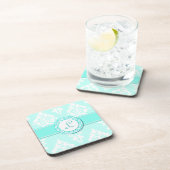 スタイリッシュなダマスク織およびモノグラムのコースター コースター (右側)