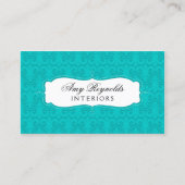 スタイリッシュなダマスク織のターコイズ 名刺 (正面)