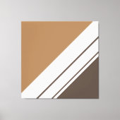 スタイリッシュなツートーンブラウンとホワイトの斜めストライプ キャンバスプリント (正面)