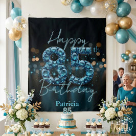 スタイリッシュなティールブルーのダイヤモンドで祝う85歳の誕生日 タペストリー