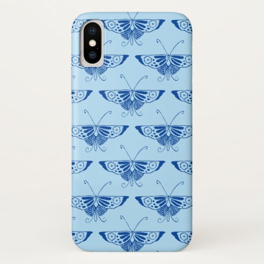 スタイリッシュなデコ蝶 - コバルトブルーと淡い青 Case-Mate iPhoneケース (裏面)