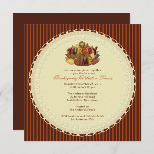 スタイリッシュなトルコの時間感謝祭の招待状 招待状 (正面/裏面)