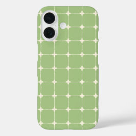スタイリッシュなニュートラルグリッド ミニマリスト セージグリーン iPhone 16ケース