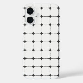 スタイリッシュなニュートラルグリッド モダンな黒と白のデザイン iPhone 16ケース