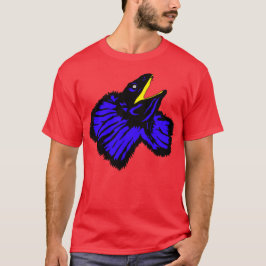 スタイリッシュなネオンブルーのフリルネックトカゲ Tシャツ