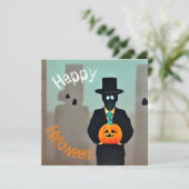 スタイリッシュなハロウィンモンスターの紙袋付き 招待状 (スタンド正面)