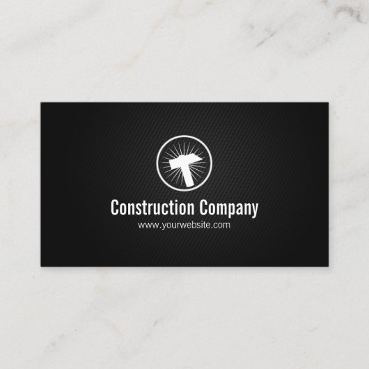スタイリッシュなハンマーアイコン建設業カード 名刺 (正面)