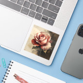スタイリッシュなバラの花の絵画イメージ シール (ノートパソコンとiPhone)