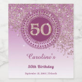スタイリッシュなバラゴールドのきらめき 50歳の誕生日 ワインラベル (シングルラベル)