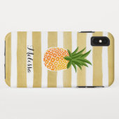 スタイリッシュなパイナップル水彩画の金ゴールドは縞で飾ります Case-Mate iPhoneケース (裏面(横))