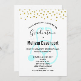 スタイリッシュなパステルブルーの看護師卒業招待状 招待状