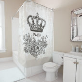 スタイリッシュなパリのヴィンテージの王冠の花のグランジで古い一見 シャワーカーテン (インサイチュ)