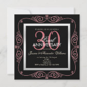 スタイリッシュなパールフレーム付き結婚30周年記念 招待状 (正面)
