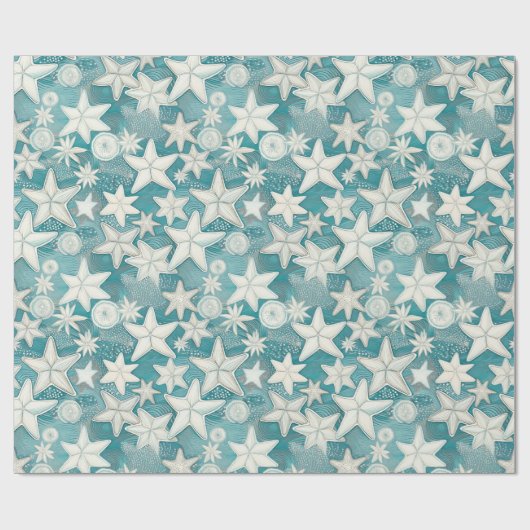 スタイリッシュなヒトデとサンドダラー柄#25 ID1009 ラッピングペーパー (フラット)