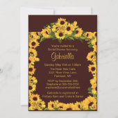 スタイリッシュなヒマワリフレームのブライダルシャワーの招待 招待状 (正面)