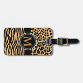 スタイリッシュなヒョウのシマウマのプリントのモノグラムの荷物のラベル ラゲッジタグ (正面横)