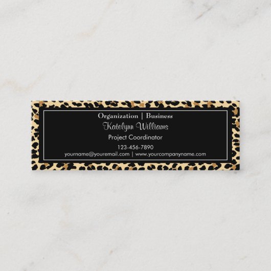 スタイリッシュなヒョウのプリントの細い名刺 スキニー名刺 (正面)