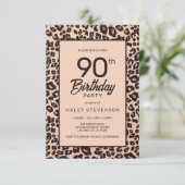 スタイリッシュなヒョウ柄のトレンディな90歳の誕生日 招待状 (スタンド正面)