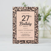 スタイリッシュなヒョウ柄　トレンディな27歳の誕生日 招待状 (スタンド正面)