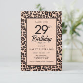 スタイリッシュなヒョウ柄　トレンディな29歳の誕生日 招待状 (スタンド正面)