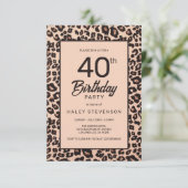 スタイリッシュなヒョウ柄　トレンディな40歳の誕生日 招待状 (スタンド正面)