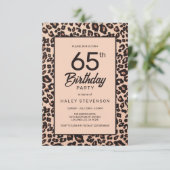 スタイリッシュなヒョウ柄 トレンディな65歳の誕生日 招待状 (スタンド正面)