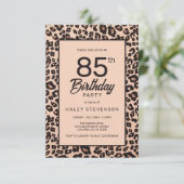 スタイリッシュなヒョウ柄 トレンディな85歳の誕生日 招待状 (スタンド正面)