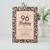 スタイリッシュなヒョウ柄 トレンディな96歳の誕生日 招待状 (スタンド正面)