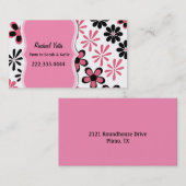 スタイリッシュなピンクおよび黒い花のお母さんカード コーリングカード (正面/裏面)