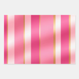 スタイリッシュなピンクとメタリック ラッピングペーパーシート