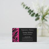 スタイリッシュなピンクのシマウマのストライプな名刺 名刺 (スタンド正面)