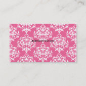 スタイリッシュなピンクのダマスク織のベーカリーの名刺 名刺 (裏面)