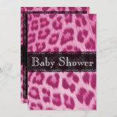 スタイリッシュなピンクのチータのプリントのベビーシャワーの招待状 招待状 (正面/裏面)