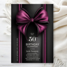 スタイリッシュなピンクのリボンの50歳の誕生日パーティー