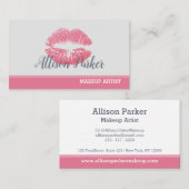 スタイリッシュなピンクの唇きらめくメイクアップアーティスト 名刺 (正面/裏面)