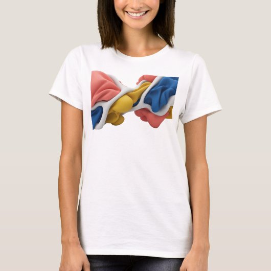スタイリッシュなピンクの抽象芸術デザイン Tシャツ (正面)