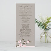 スタイリッシュなピンクの桜の結婚式プログラム プログラム (スタンド正面)