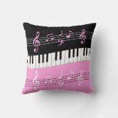 スタイリッシュなピンクの白黒のピアノ鍵およびノート クッション (裏面)