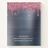 スタイリッシュなピンクの輝くドリップシルバーの予約 ノートブック (裏面)