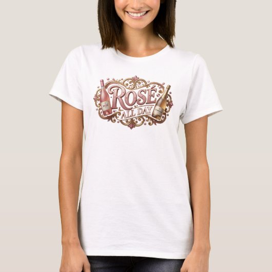スタイリッシュなピンクのROS ALL DAY Tシャツ (正面)