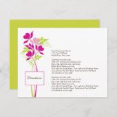 スタイリッシュなピンク及び緑の花束の方向カード エンクロージャーカード (正面/裏面)