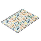 スタイリッシュなフクロウパターン補足色 ノートブック (左側)