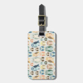 スタイリッシュなフクロウパターン補足色 ラゲッジタグ (正面縦)